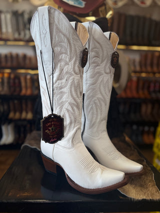 All White Tall Snip Toe - Los Altos Boots