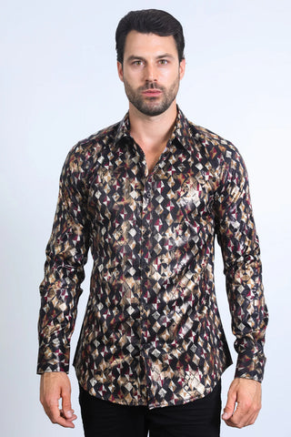 Platini Modern Fit Stretch Foil Shirt