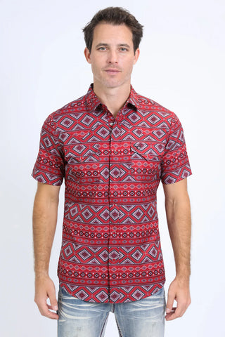 Platini Red Aztec Short Sleeve - Flexfit