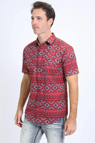 Platini Red Aztec Short Sleeve - Flexfit